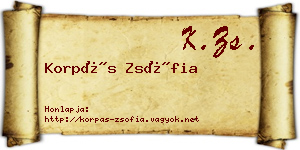 Korpás Zsófia névjegykártya